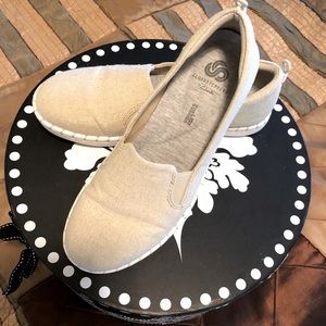 Tan casual slip-ons